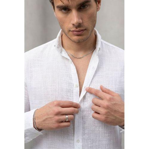 Bien Pamuk Keten Erkek Gömlek - Ekru