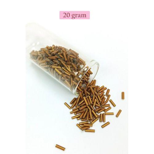 Uzun Boru Kesme Boncuk Çap 2mm Uzunluk 10 mm - 20 Gram - Gold - BNC248