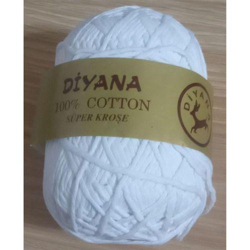 Diyana %100 Pamuklu Süper Kroşe,İp Beyaz Renkli 100Gr