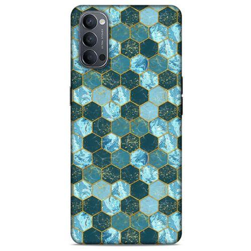 Mermer Desenli (21) Tema Koruyucu Kapak Akuamarin Oppo Reno 4 Kılıf