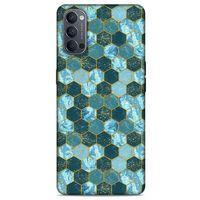 Mermer Desenli (21) Tema Koruyucu Kapak Akuamarin Oppo Reno 4 Kılıf