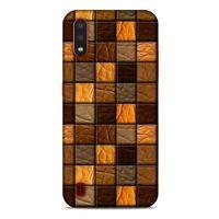 Samsung Galaxy A01 Kılıf Patchwork (32) Soft Silikon Kılıf Turuncu Kahve