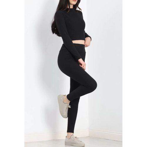 pilelistore Raporlu Crop İkili Takım Siyah