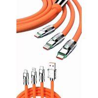 120w Silikon Metal Uçlu Led Işıklı 3 In1 Şarj Kablosu 1.2m