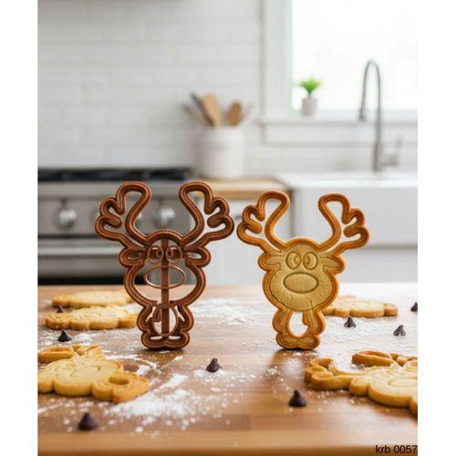 Gülen Geyik Figürlü Kurabiye Kalıbı ve Hamur Kesici – Şeker Hamuru ve Oyun Hamuru İçin Tek Parça Kalıp