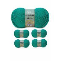 5 Adet Vizon Premium Akrilik El Örgü İpi Yünü Renk No:181 Ördek Başı Yeşil