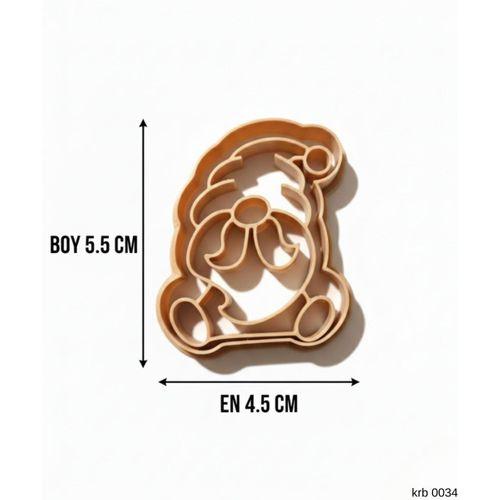 Bıyıklı Mini Noel Cücesi Kurabiye Kalıbı – Şapkalı Gnome Figürlü, Çift Parça Hamur Kesici, Şeker Hamuru ve Oyun Hamuru İçin