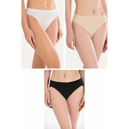 Pamuklu Siyah Beyaz Ten Rengi 3'lü Külot