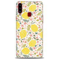 Samsung Galaxy A20S Kılıf HD Baskılı Kılıf - Limon ve Çiçekler + Tam Ekran Koruyucu