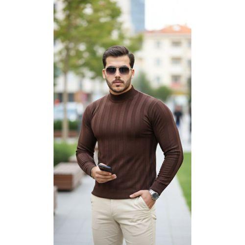 Erkek Yarım Balıkçı Yaka Kabartma Desenli Triko