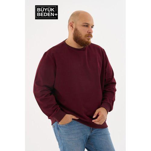 Erkek Büyük Beden Bisiklet Yaka ince Sweatshirt SPR24BSW56