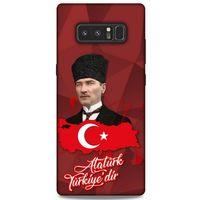 Samsung Galaxy Note 8 Kılıf Atatürk (43) Thin Fit Kılıf Kırmızı Mozaik