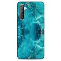 Mermer Desenli (13) Tema Silikon Kap Turkuaz Oppo Realme XT Kılıf