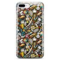 Apple iPhone 8 Plus Kılıf Basket Futbol Doodle Arka Kapak Koruma Desenli Full Koruyucu