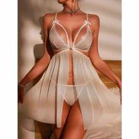 Fantezi Beyaz Dantel Sütyenli Transparan Gecelik