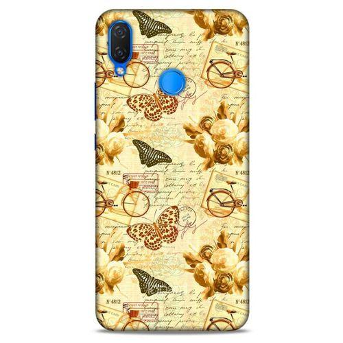 Huawei Psmart 2019 Kılıf Kelebek Etkisi (33) Hybrid Kılıf Kahverengi Turuncu