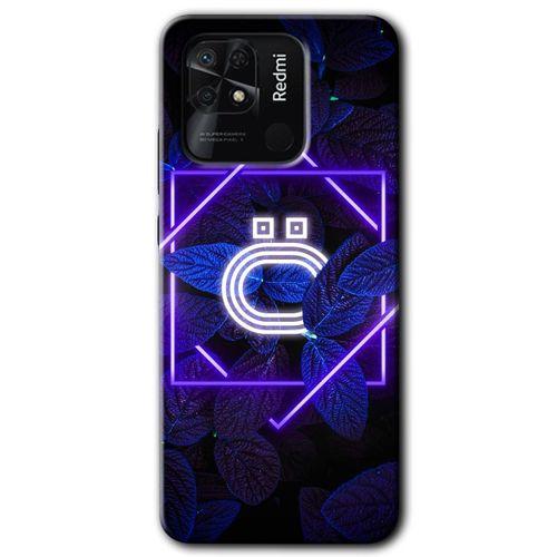 Xiaomi Redmi 10C Kılıf HD Desen Baskılı Arka Kapak - Dark Neon Yaprak Ö Harfi