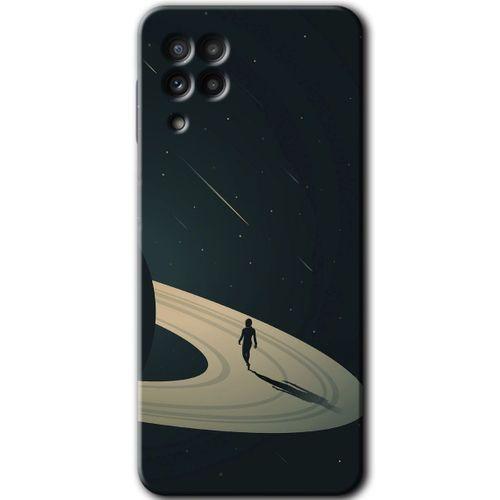 MRCİLETİSİM MRCİLETİSİM Samsung Galaxy A22 Kılıf HD Desen Baskılı Arka Kapak + Temperli Cam - Space Planet