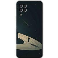 MRCİLETİSİM MRCİLETİSİM Samsung Galaxy A22 Kılıf HD Desen Baskılı Arka Kapak + Temperli Cam - Space Planet