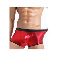 Fantezi Deri Görünümlü Kırmızı Erkek Boxer Tanga