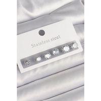 316L Çelik Gümüş Renk Zirkon Taşlı Kadın Küpe Seti