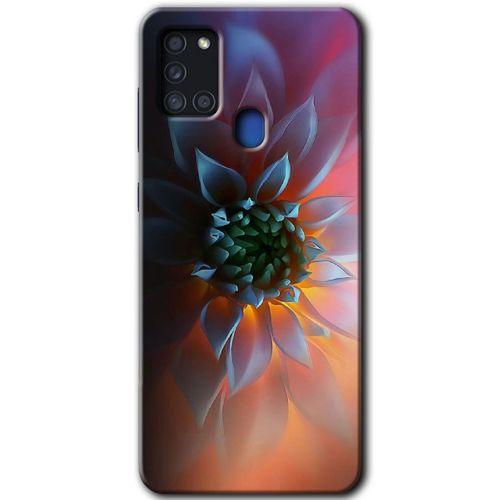 MRCİLETİSİM Samsung Galaxy A21s Kılıf HD Desen Baskılı Arka Kapak + Temperli Cam - Çiçek Motif