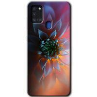 MRCİLETİSİM Samsung Galaxy A21s Kılıf HD Desen Baskılı Arka Kapak + Temperli Cam - Çiçek Motif