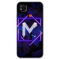 Potkal Hediye Fabrikası Xiaomi Redmi 9c Kılıf HD Desen Baskılı Arka Kapak - Dark Neon Yaprak M Harfi