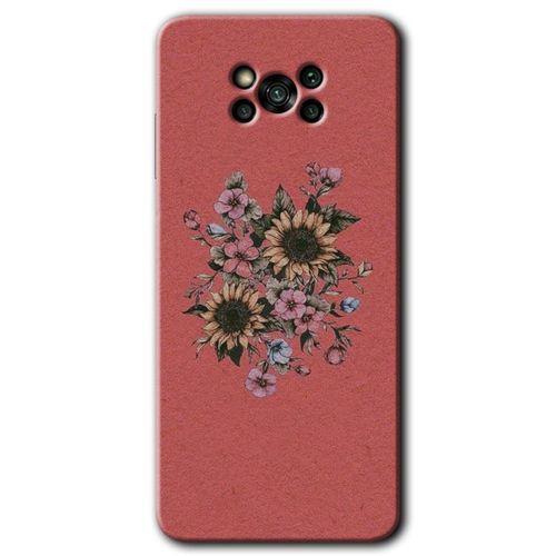 Poco x3 Pro Kılıf Baskılı Kapak - Retro Çiçek + 5D Tam Kaplayan Cam
