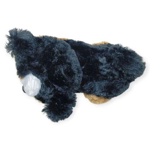 Sesli Peluş Yatan Köpek 25 cm - Siyah Kahve