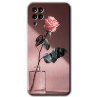 Samsung Galaxy M12 Kılıf Baskılı Kapak - Retro Gül + 5D Tam Kaplayan Cam