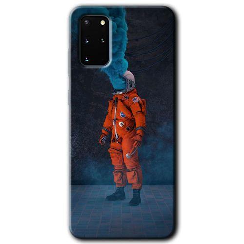 Galaxy S20 Plus Kılıf HD Desen Baskılı Arka Kapak - Smoke Astronot + Kırılmaz Cam