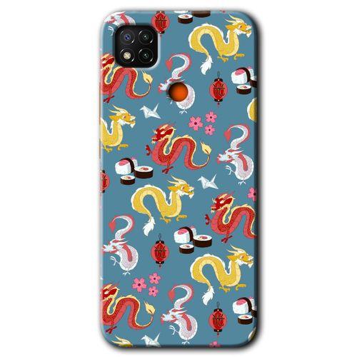 Redmi 9c Kılıf HD Desen Baskılı Arka Kapak - Funky Dragon + Kırılmaz Cam