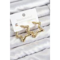 Pirinç Yıldız Model Gold Renk Kadın Küpe