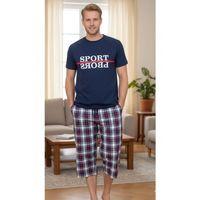 Erkek  Ekoseli Kısa Kollu Pijama Takımı 21396