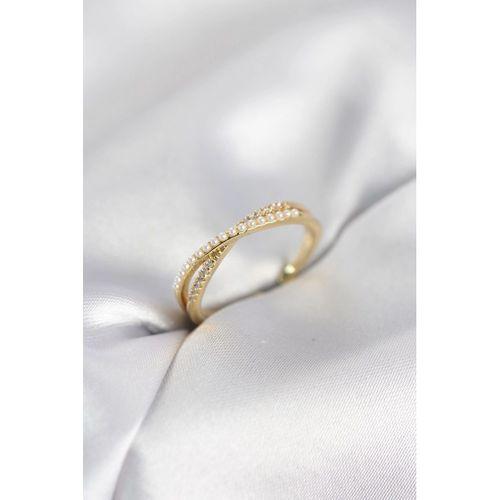 İncili ve Zirkon Taşlı Gold Renk Kadın Yüzük