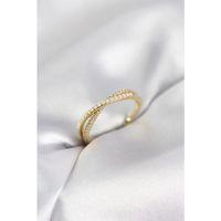 İncili ve Zirkon Taşlı Gold Renk Kadın Yüzük