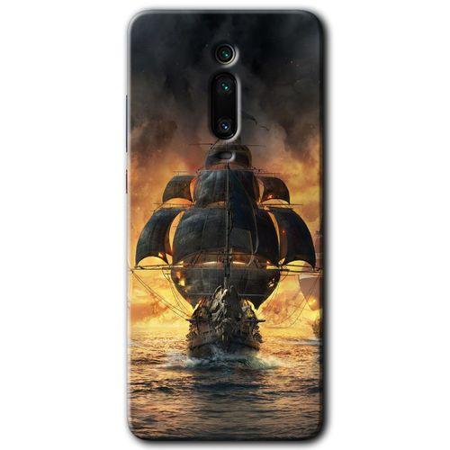 Xiaomi Mi 9T HD Baskılı Kılıf + 9D Tam Ekran Koruyucu - Siyah İnci