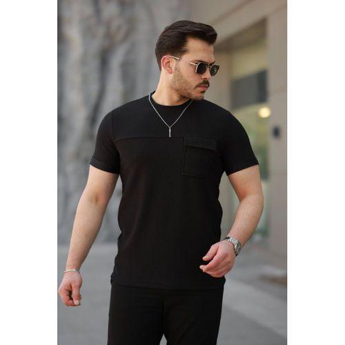 Erkek Cepli Kolyeli Kısa Kollu örme Kumaş T-shirt