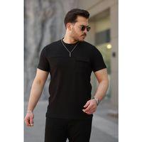 Erkek Cepli Kolyeli Kısa Kollu örme Kumaş T-shirt