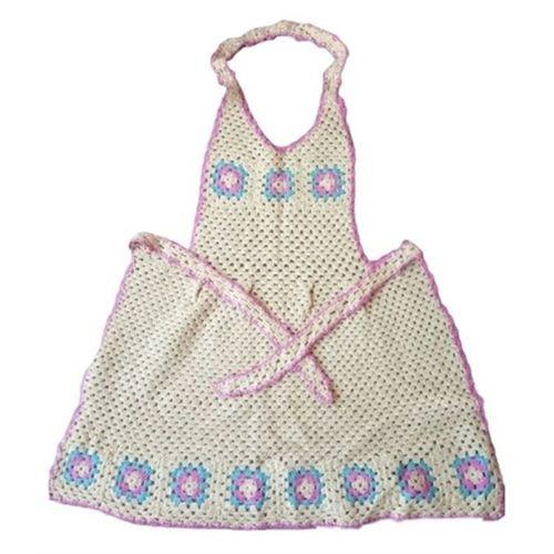 Elişi Ev Mutfak Önlüğü Çiçekli Dantel El Yapımı 79X60Cm