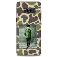 Samsung Galaxy S8 Kılıf Atatürk (15) Antişok Kılıf Kamuflaj Kahverengi