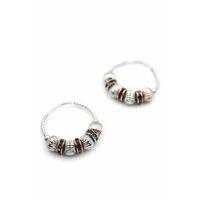 Taşlı Halka Küpe - Gümüş