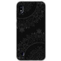 Samsung Galaxy A10 Kılıf Baskılı Kapak - Siyah Mandala +Tam Ekran Koruyucu