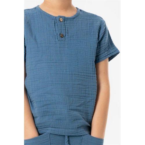 Kısa Kol Batı Yazlık Müslin Erkek Çocuk Tshirt İndigo indg