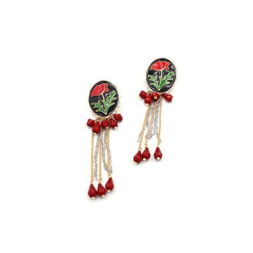 Çiçek Küpe - Kırmızı