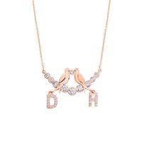 Su Yolu Kuşlu Harfli Gümüş Kolye  GMS1740