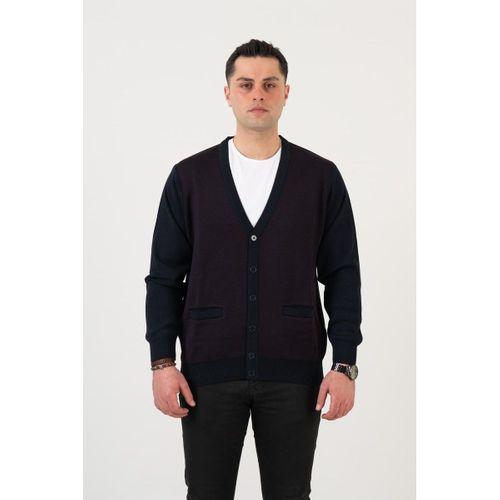 WOOLEN WORLD DÜĞMELİ ÇİFT CEPLİ NOKTA DESENLİ ERKEK TRİKO HIRKA