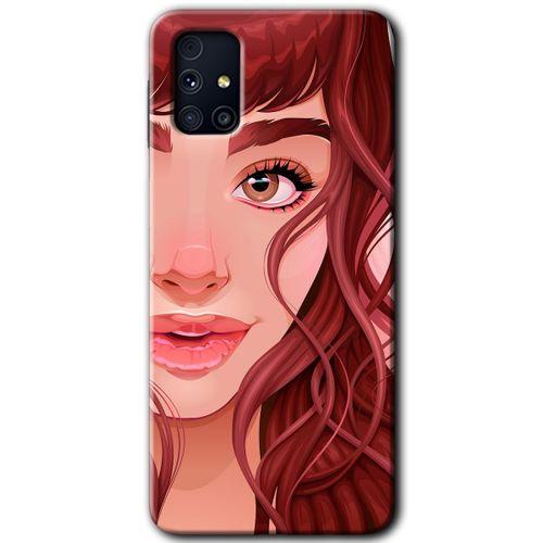 Samsung Galaxy M31s Kılıf Baskılı Kapak - Kızıl Kız +Tam Kaplayan Mat Seramik