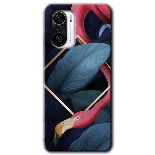 Poco F3 Kılıf HD Desen Baskılı Arka Kapak - Flamingo Yaprak + Kırılmaz Cam